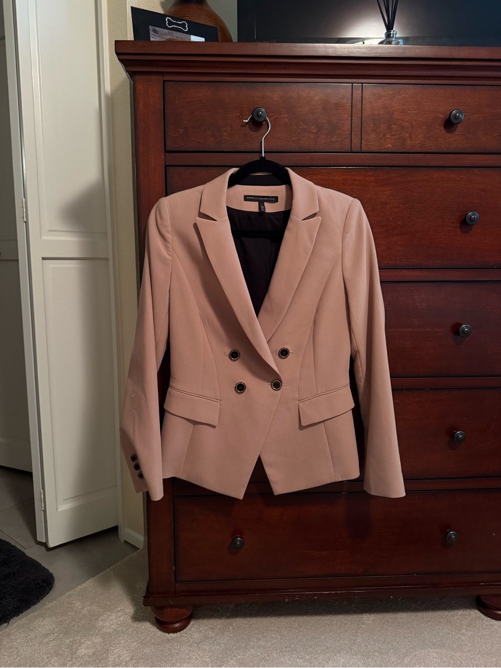 White House Black Market Double-Breasted Blush Pink Blazer